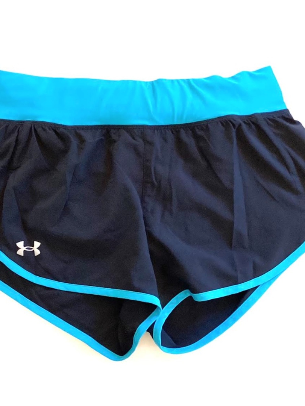 Under Armour Womens Blue and Black Shorts with Zip Pocket, M